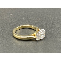 Ladies 18ct Yellow Gold Band and Diamond Ring