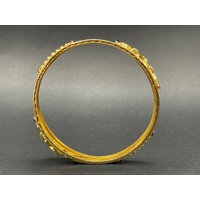 Ladies 23ct Yellow Gold Round Pattern Bangle