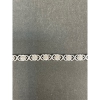 Ladies 925 Sterling Silver Fancy Link Diamond Tennis Bracelet