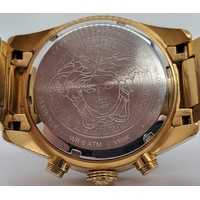 Versace Greca Dome Chrono Quartz Stainless Steel Gold Black Ladies Watch VE6K