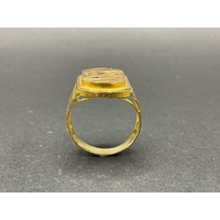 Mens 21ct Yellow Gold Pattern Ring