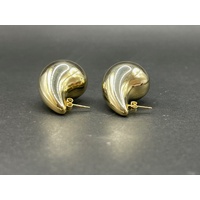 Ladies 18ct Yellow Gold Tear Drop Bubble Stud Earrings