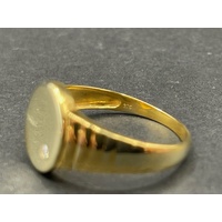 Mens 9ct Yellow Gold Oval Signet Diamond Ring