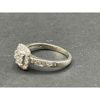 Ladies 9ct White Gold Diamond Halo Ring