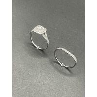 Ladies 14ct White Gold Diamond Ring Bridal Set