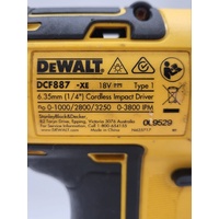 DeWalt DCF887-XE 18V 1/4 Inch XR Li-ion Cordless Impact Driver Kit