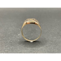 Mens 9ct Yellow Gold Cubic Zirconia Letter J Ring