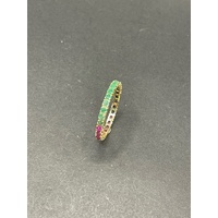 Ladies 14ct Yellow Gold Multi Coloured Gemstone Ring
