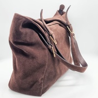 Evity Suede Leather Tote Handbag Classic Brown
