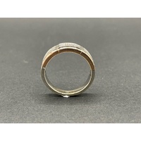 Mens 10ct Two Tone Gold Diamond Band Ring