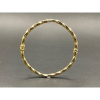 Ladies 9ct Yellow Gold Round Hinged Bangle