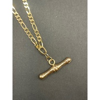 Ladies 9ct Yellow Gold Figaro Link Chain & Bar Pendant