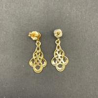 Ladies 9ct Yellow Gold Dangle Pattern Earrings