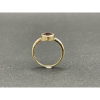 Ladies 9ct Yellow Gold Heart Shape Red Gemstone Ring