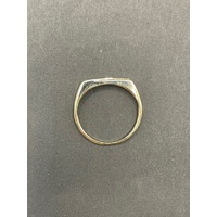 Mens 9ct Yellow Gold Diamond Signet Ring