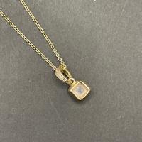 Ladies 14ct Yellow Gold Pandora Oval Link Necklace & CZ Pendant