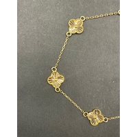 Ladies 18ct Yellow Gold Belcher Link & Clover Bracelet