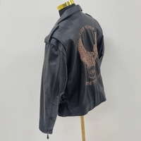 Mens Eagle Embossed Live To Ride Black Leather Motorcycle Biker Jacket Size XL