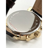 Fossil Rhett BQ1009 Mens Chronograph Watch Brown Leather Gold 42mm