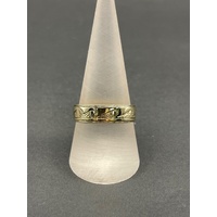 Mens 9ct Yellow Gold Wave Pattern Ring
