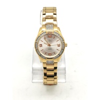 Elite Ladies Gold Tone Stone Set Analog Watch 5080035 with Tin Case