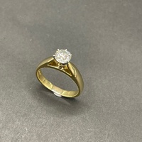 Ladies 18ct Yellow Gold Solitaire Diamond Ring