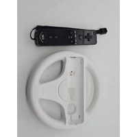 Nintendo WII Console with 1x WII Mote Wheel Attachment Power Brick and Lead