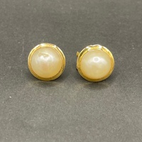 Ladies 14ct Yellow Gold Pearl Earrings