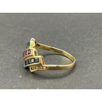 Ladies 18ct Yellow Gold Multi Colour Gemstone Ring