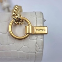 Oroton Mezzo White Croc Embossed Leather Clutch Handbag with Chain