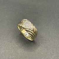 Unisex 9ct Yellow Gold Diamond Ring