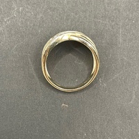 Ladies 9ct Yellow Gold Diamond Cross Over Ring