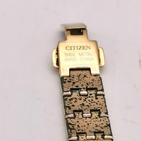 Citizen Ladies Gold Tone Eco-Drive Watch Mother of Pearl Crystal Bezel