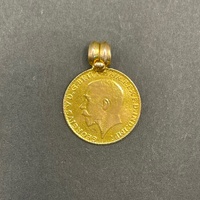 Unisex 22ct Yellow Gold Half Sovereign Coin Pendant