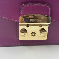 Furla Metropolis Mini Crossbody Bag G6400/B5 Purple Leather Gold Chain Strap