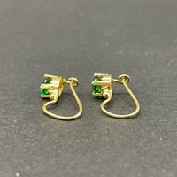 Ladies 18ct Yellow Gold Green Gemstone Dangle Earrings