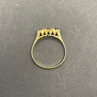 Ladies 18ct Yellow Gold Red Gemstones and Diamonds Ring