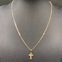 Unisex 9ct Yellow Gold Anchor Link Necklace & Cross Pendant