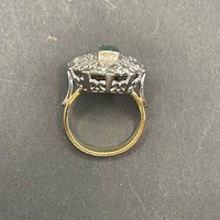 Ladies 18ct Yellow Gold Green Gemstone and Diamond Ring