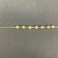 Ladies 9ct Yellow Gold Cable & Bead Link Bracelet