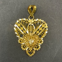 Ladies 21ct Yellow Gold Filigree Heart Pendant