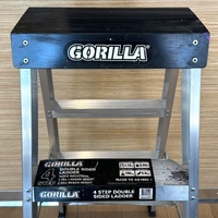 Gorilla SM004-PBK 4 Step Industrial Double Sided Ladder 1.15m 150kg Max
