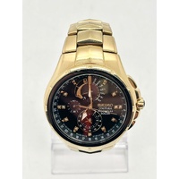 Seiko V198-0AB0 44mm Gold Plated Diamond Coutura Solar Perpetual Watch