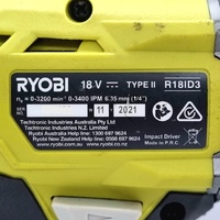 Ryobi R18ID3 18V ONE+ Impact Driver Cordless Power Tool Skin Only