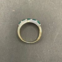 Ladies 9ct Yellow Gold Green Gemstones and Diamonds Ring