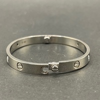 Large View Ladies 18ct Solid White Gold Diamond Oval Bangle