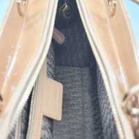 Christian Dior Lady Dior Large Nude Beige Patent Leather Cannage Handbag