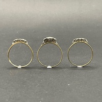 Ladies 9ct Yellow Gold 3 Set Diamond Rings