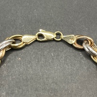 Large View Ladies 9ct Three Tone Gold Oval Belcher Link Bracelet