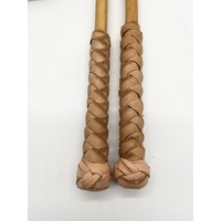 Large View Hide Stockwhips Pair 4 Plait 6ft Leather Whips Dual Training Whips